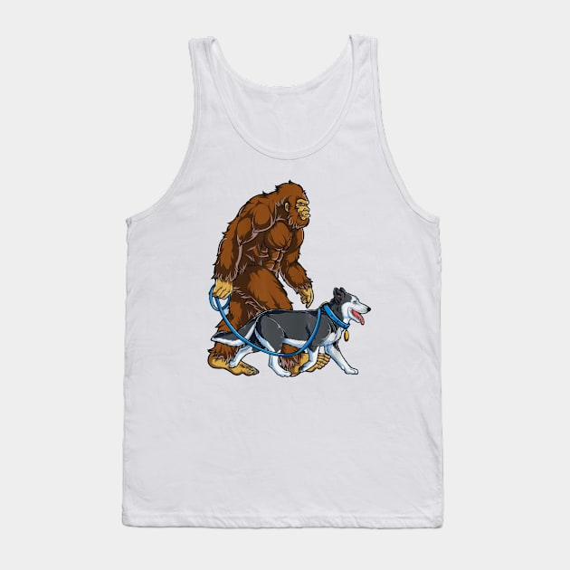 Funny Bigfoot Sasquatch Walking Husky Tank Top by JameMalbie